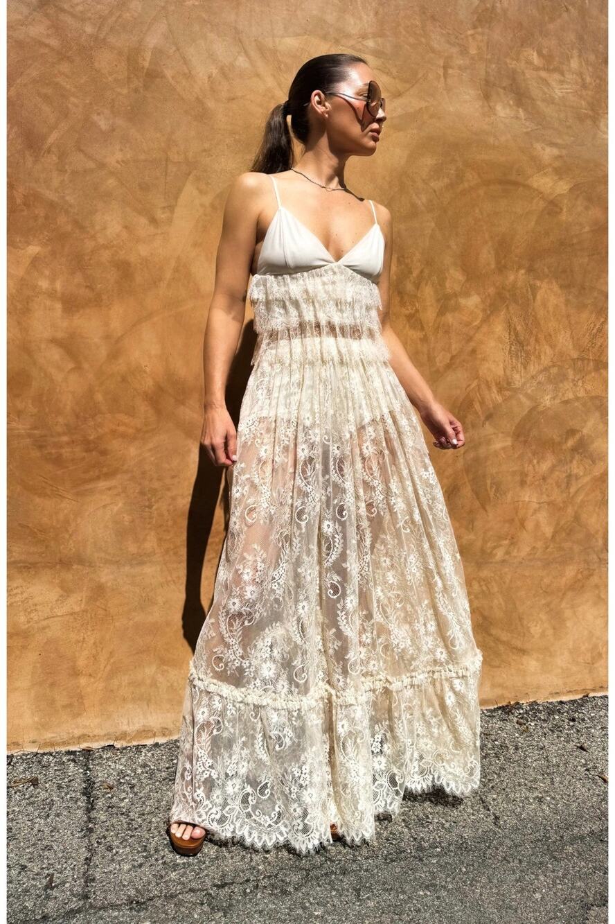 AFRM Allegra Sheer Lace Maxi Skirt - L